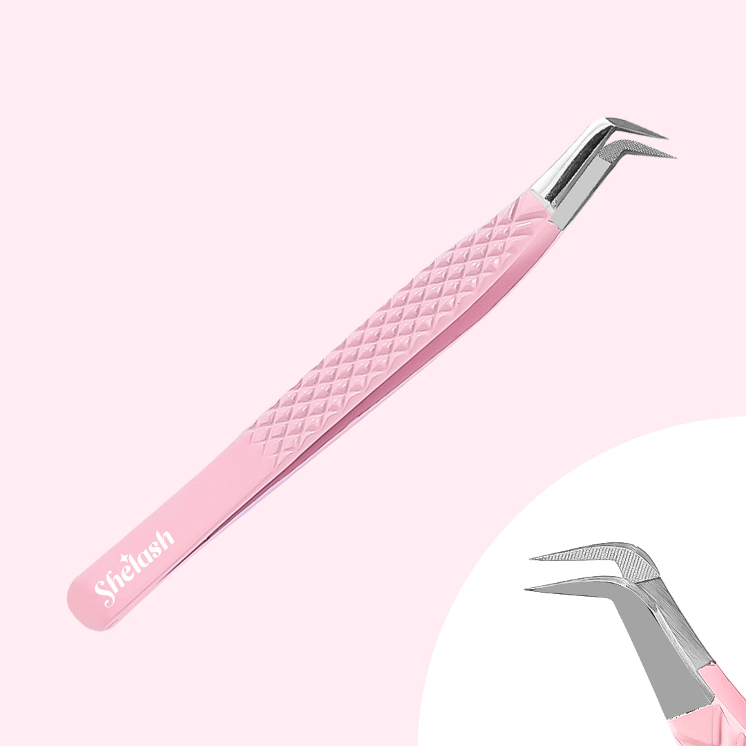 Light Pink Fiber Fine Tip Eyelash Extensions Tweezers