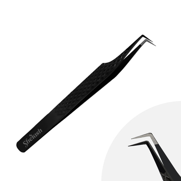 Fiber Tip 90°-Deg Light Black Coated Tweezers