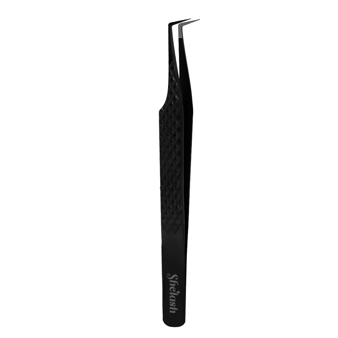 Fiber Tip 90°-Deg Light Black Coated Tweezers