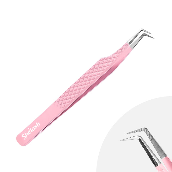 Light Pink Fiber Fine Tip Eyelash Tweezers