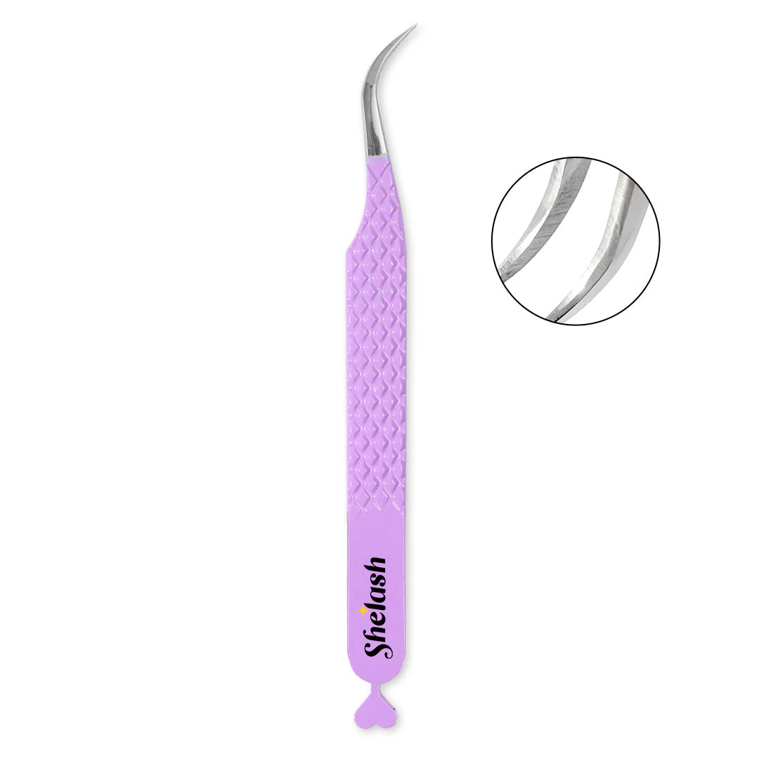 Violet Heart-shaped Tweezers for Volume Eyelash Extensions