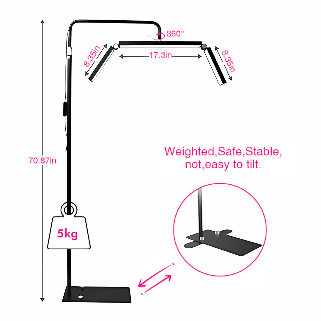 Foldable Half Moon Light Floor Lamp for Eyelash Extensions