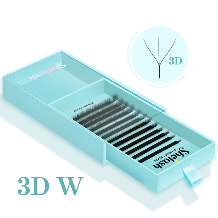 SHELASH 3D W Lashes, soft PBT, elliptical root, full matte black volume lash extensions