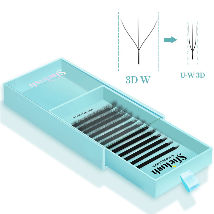 SHELASH 3D W Lashes, soft PBT, elliptical root, full matte black volume lash extensions