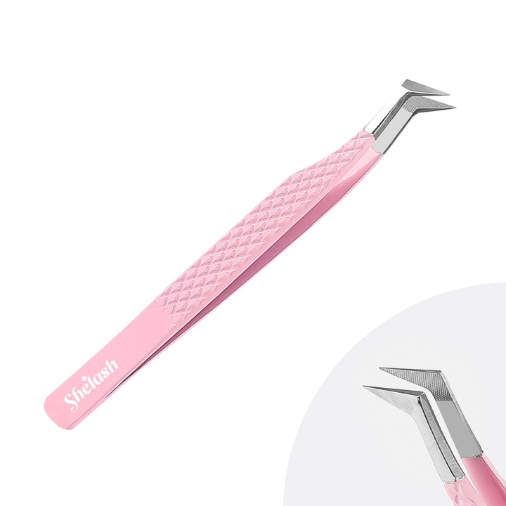 Light Pink Fiber Tip Volume Eyelash Tweezers