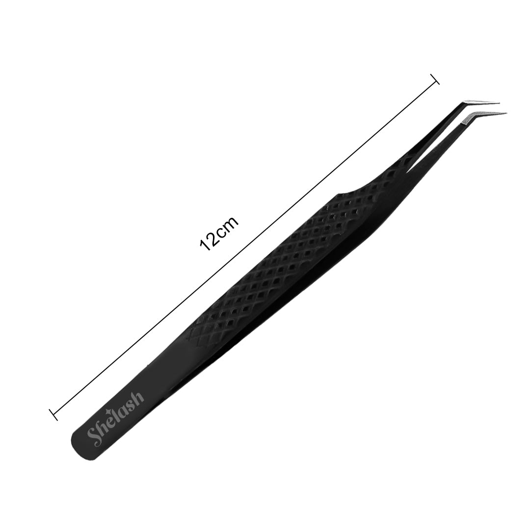 Fiber Tip Black Coated 45°-Deg Volume Eyelash Extensions Tweezers