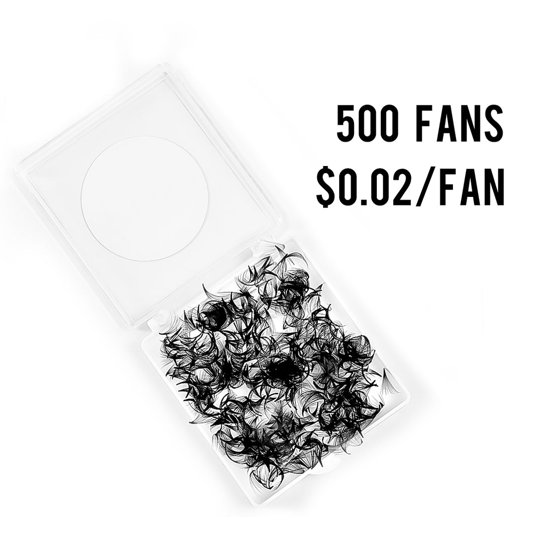 SHELASH 5D Pointy Base Premade Loose Fans, 500 fans, matte black, lightweight for natural mega volume lash extensions