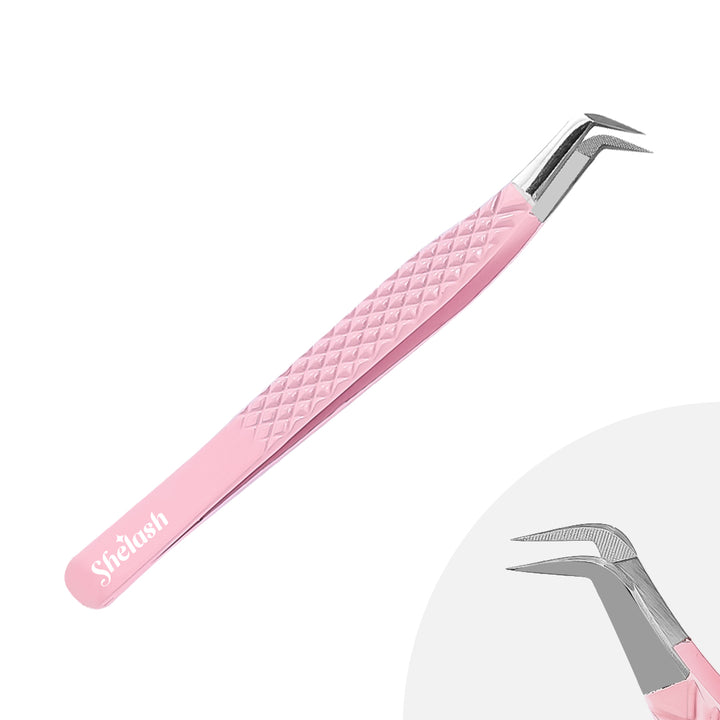 Light Pink Fiber Fine Tip Eyelash Extensions Tweezers