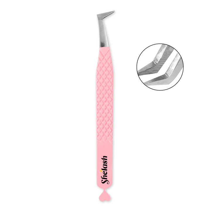 Peach Coated Heart-shaped Volume Boot Tweezers for Eyelash Extension