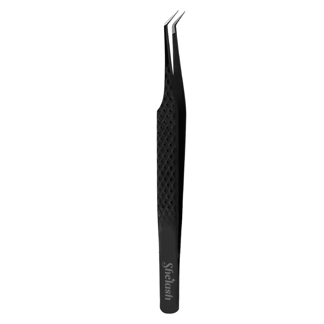 Fiber Tip Black Coated 45°-Deg Volume Eyelash Extensions Tweezers