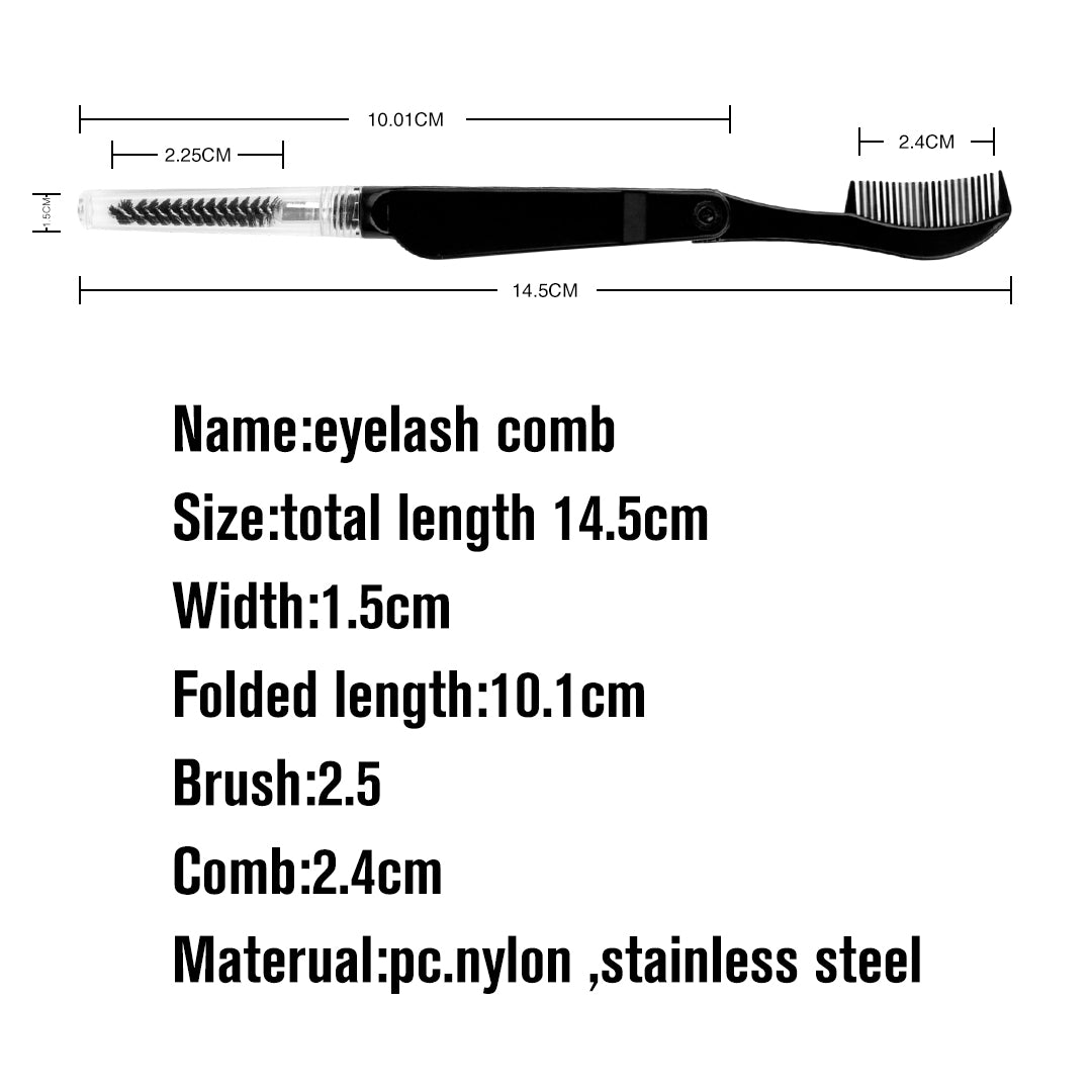 Shelash all-in-one lash comb and brow brush in blue, pink, and black, with fold-out combs and clear spoolie caps.