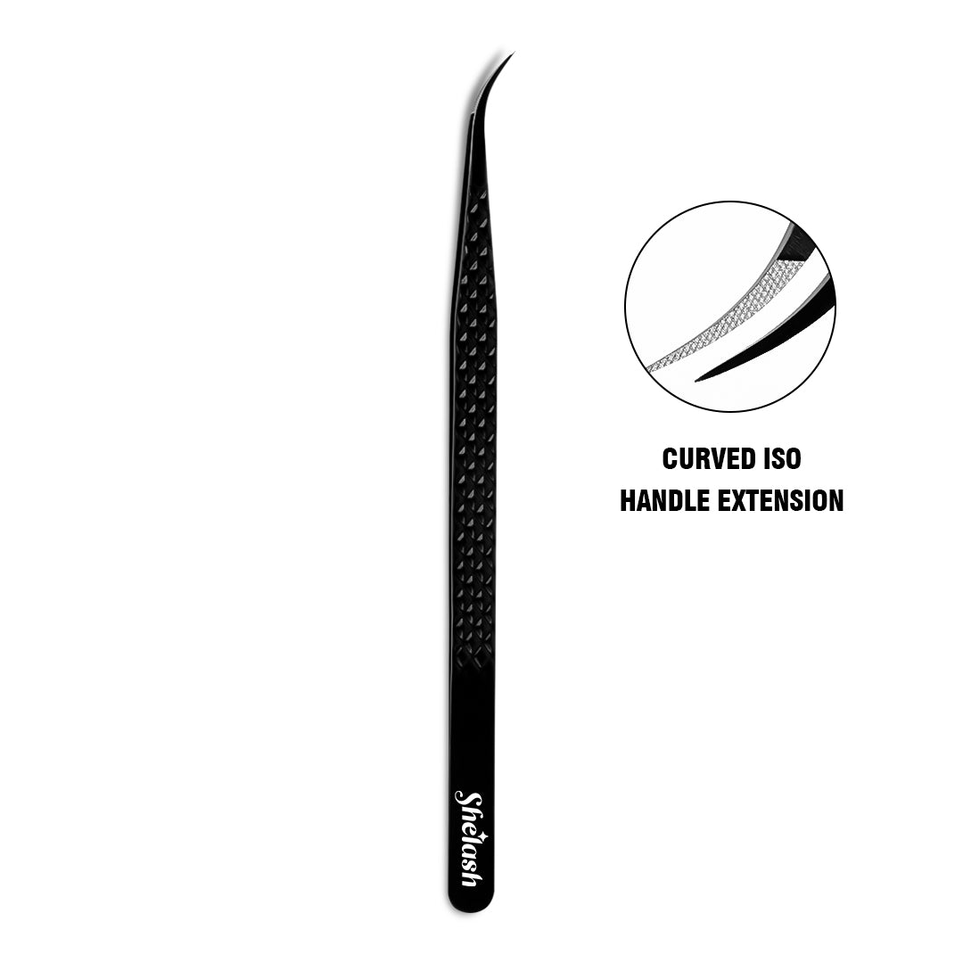 Black Fiber Tweezers For Eyelash Extension