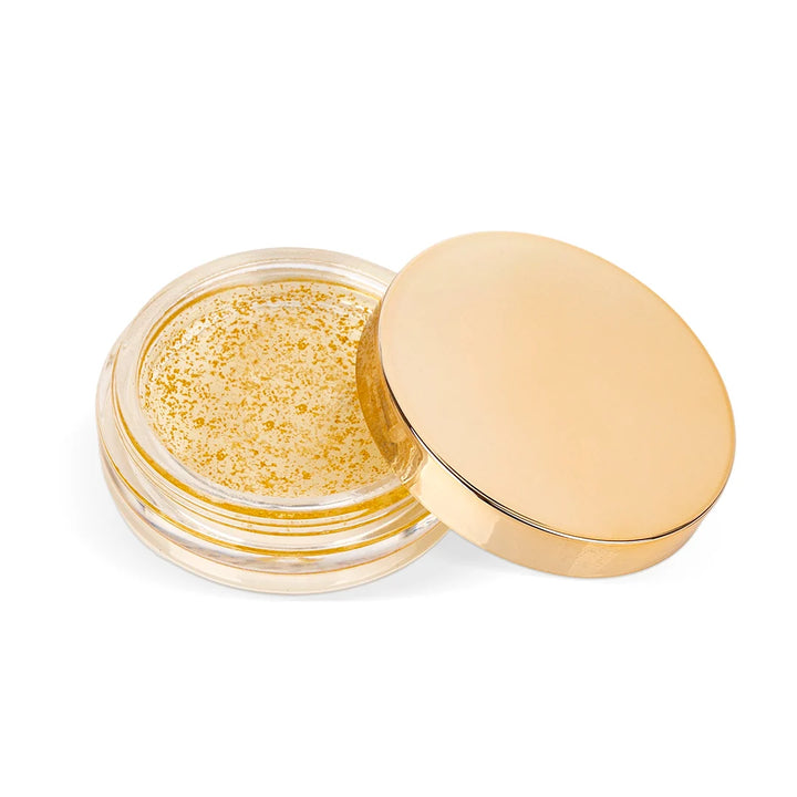 Open jar of Korean Lash Lift Glue Balm with a gold-colored lid, Super Sticky unscented version for professional lash placement.