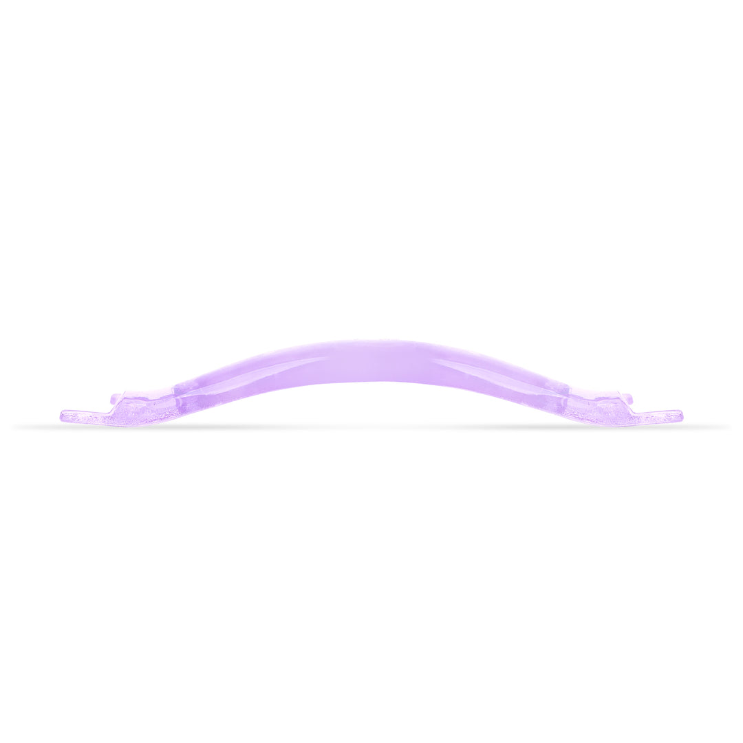 Five pairs of lavender Korean Teddy Lash Lift Shields with teddy bear details and numbered left/right labels in a clear storage case.