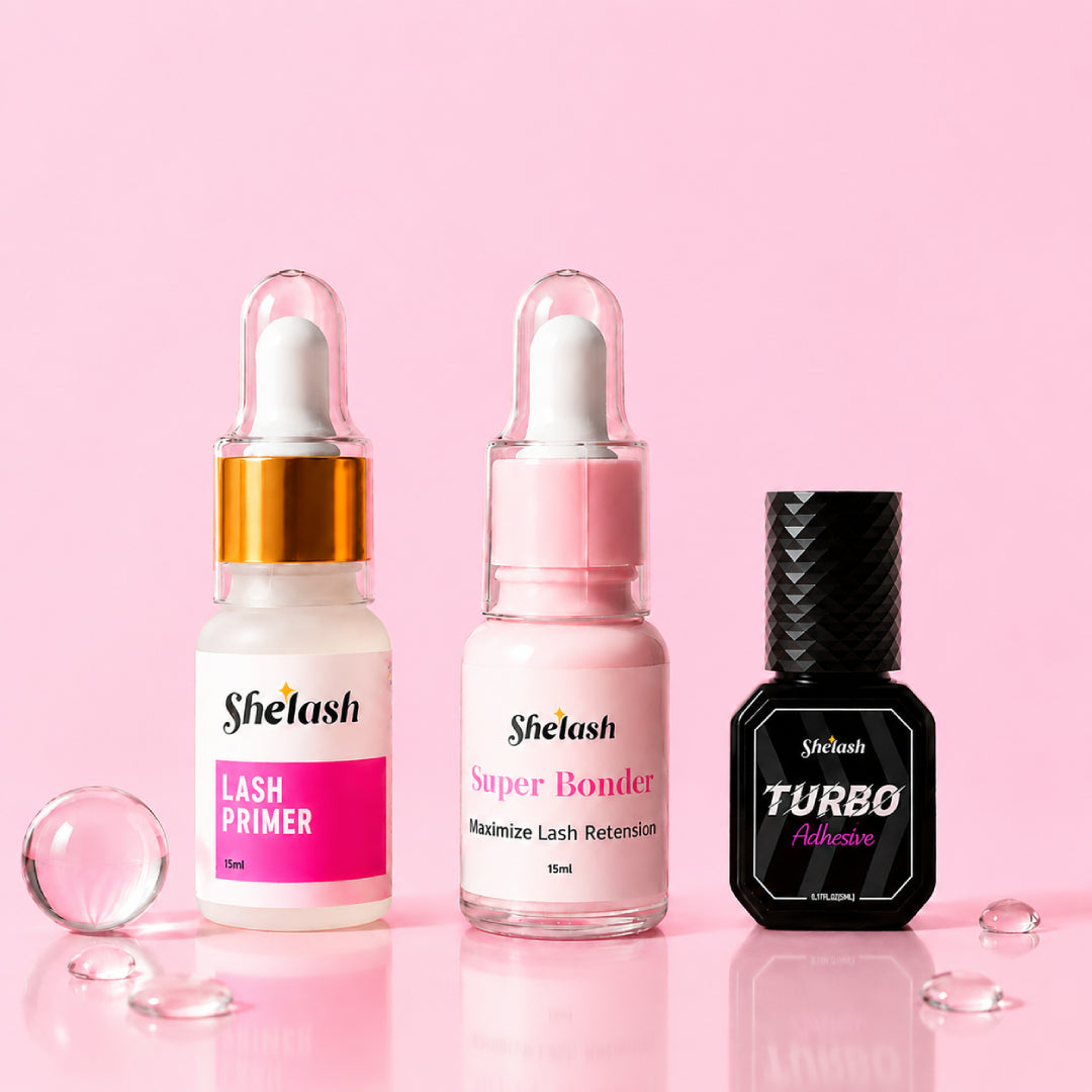 Lash extension retention bundle designed to improve lash retention, reduce fallout, and extend lash wear with professional aftercare and sealing products.