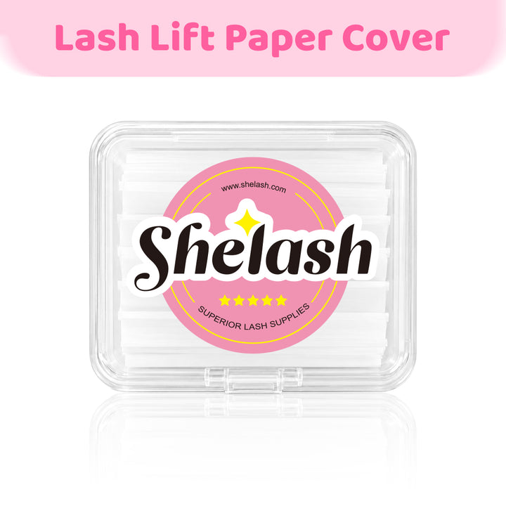 Lash lift paper covers with 500 pre-cut 5 × 50 mm strips, available in textured and ultra-thin micro-hole versions for professional lash lift treatments.
