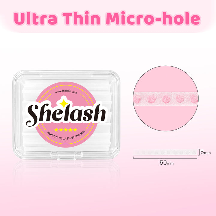 Lash lift paper covers with 500 pre-cut 5 × 50 mm strips, available in textured and ultra-thin micro-hole versions for professional lash lift treatments.