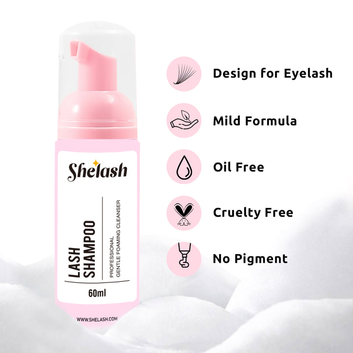 Shelash 60ml lash extension foam cleaner, deep clean & boosts retention