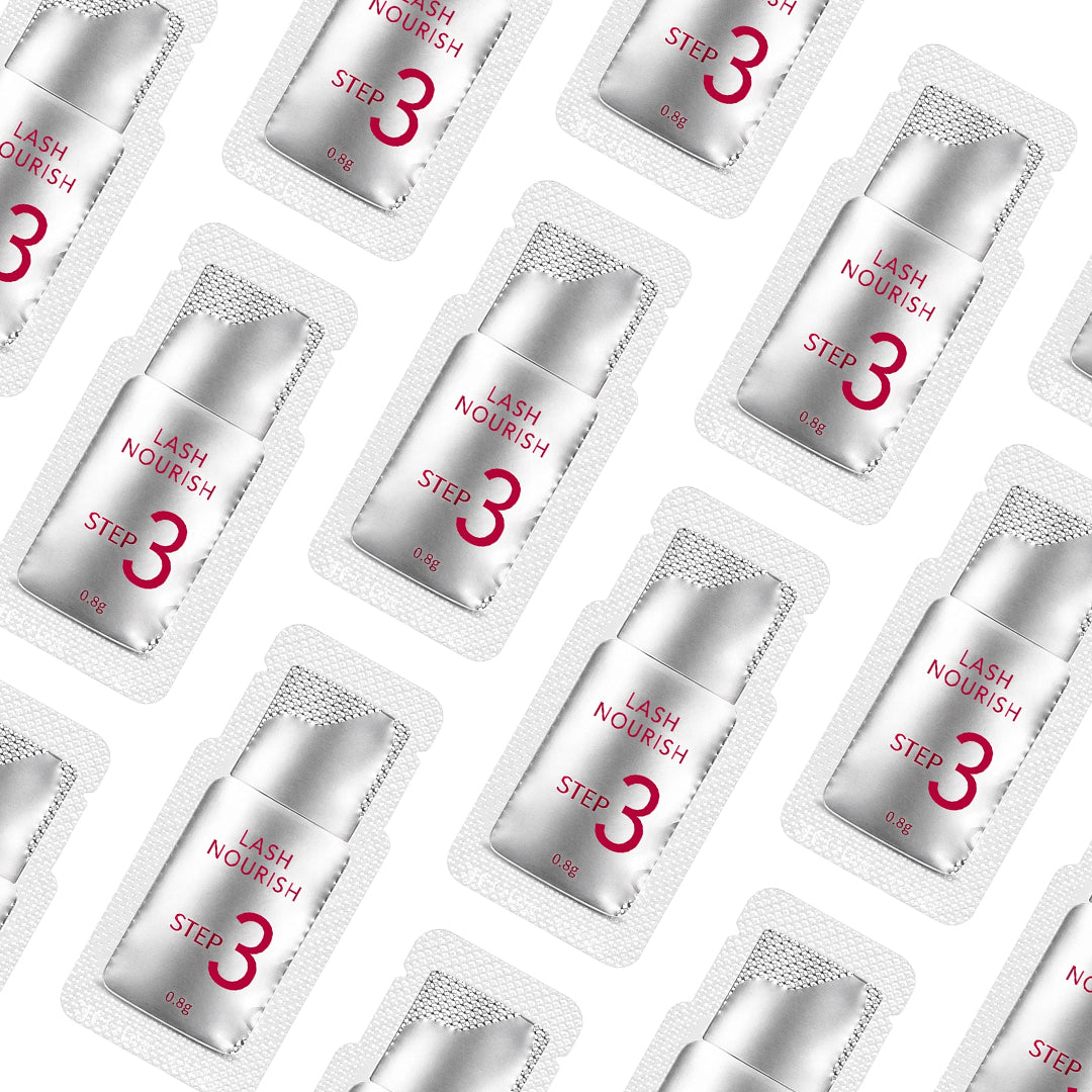 Professional Korean lash lift kit with 3-step system including perm, setting, and nourishing solution for natural lash and brow lifting in salon use.