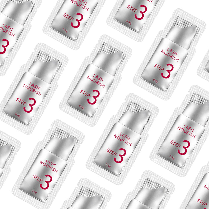 Professional Korean lash lift kit with 3-step system including perm, setting, and nourishing solution for natural lash and brow lifting in salon use.