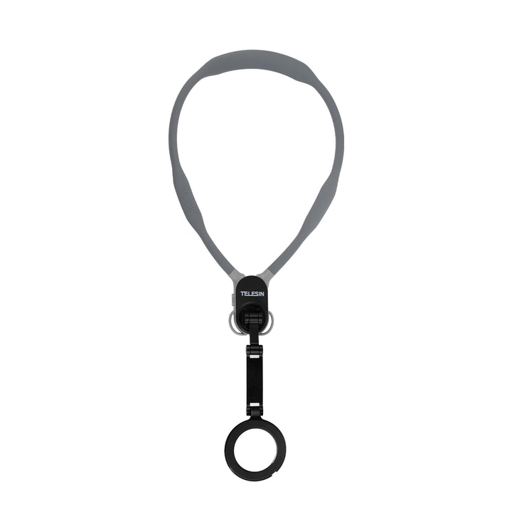 Magnetic smartphone neck holder with adjustable viewing angles for hands-free recording, livestreaming, content creation, and first-person video capture.