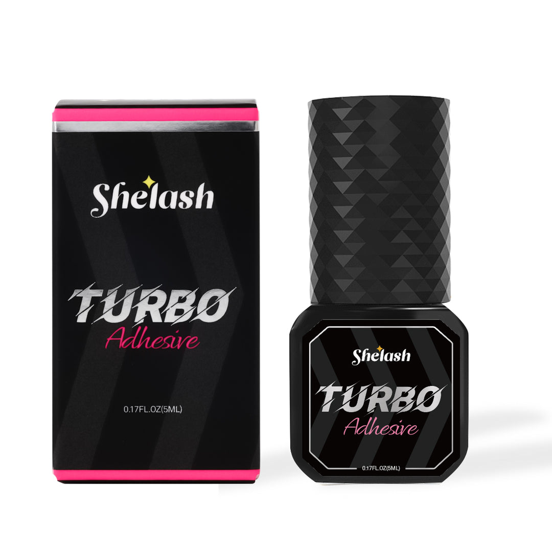 Shelash 0.3s Turbo Lash Glue, waterproof, 6-8 weeks retention, for professional lash artists.