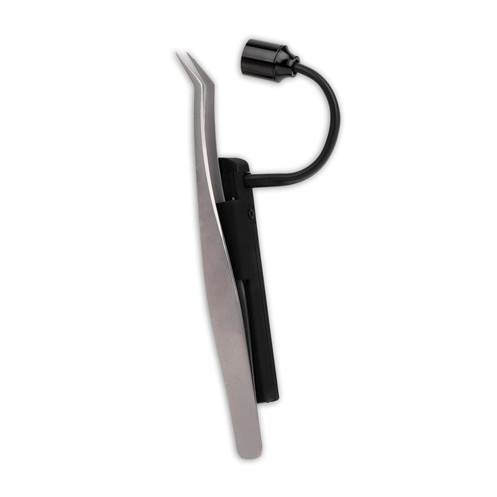 UV/LED tweezer lamp clips on, cures as you place. Adjustable beam for precise bonding, USB rechargeable.