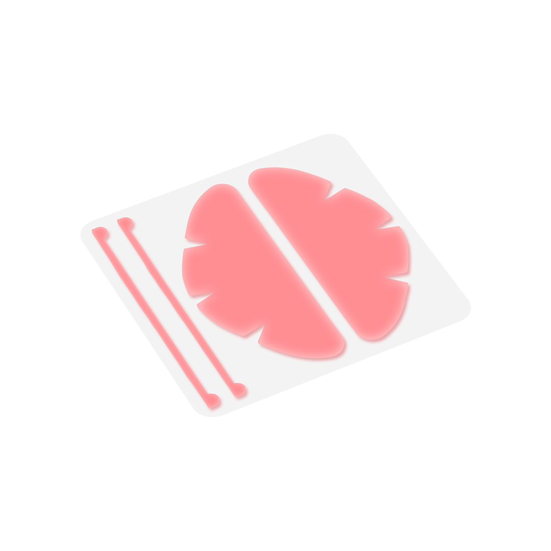 Black, rose-red, and blue silicone eyelid pads with curved shapes and notched edges for lash lift and UV lash extension workflows.