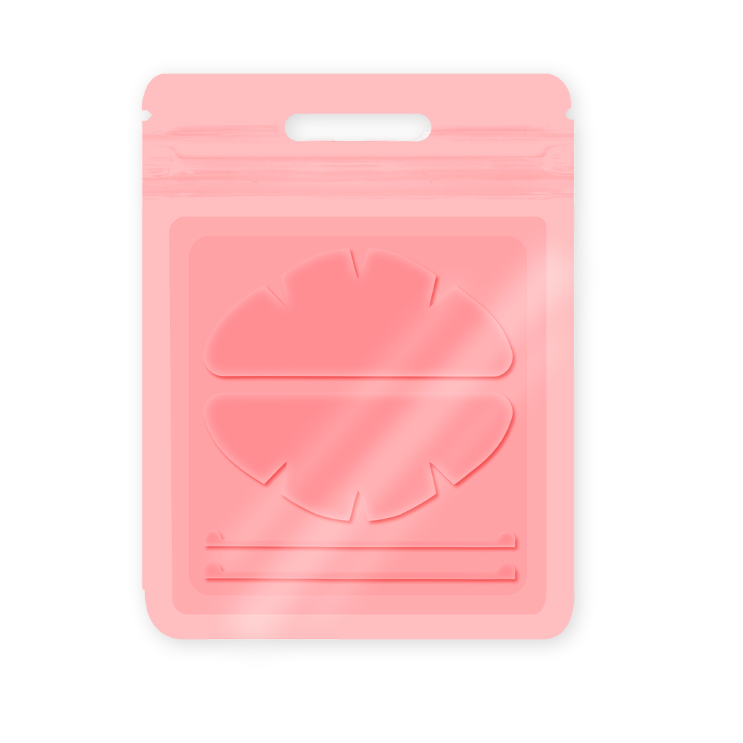 Black, rose-red, and blue silicone eyelid pads with curved shapes and notched edges for lash lift and UV lash extension workflows.