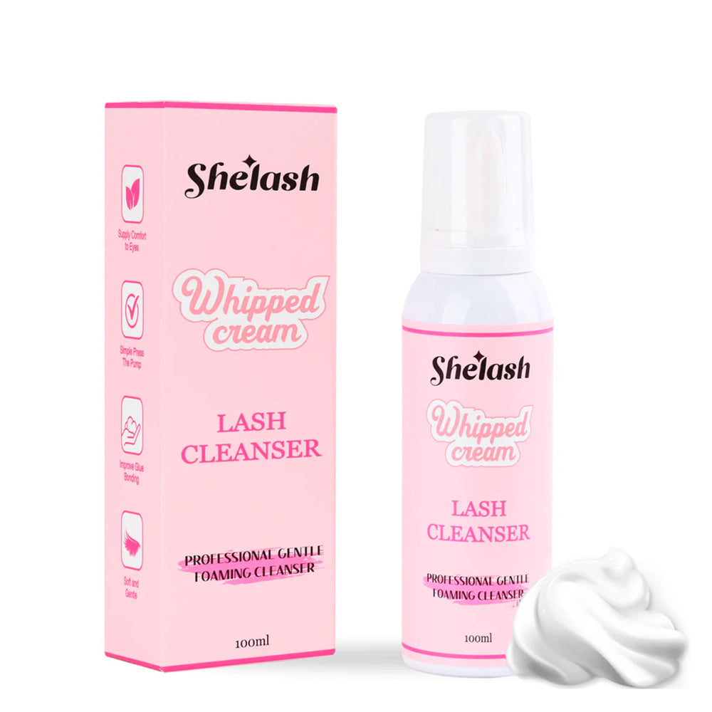 SHELASH Whipped Cream Cleanser 100ml, sulfate-free lash & brow degreaser for tinting