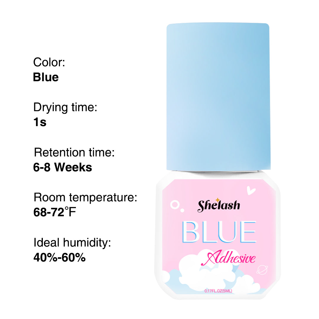 SHELASH 1s fast-dry pink & blue lash glue, waterproof, oil-proof, 6–8 weeks retention, for pros