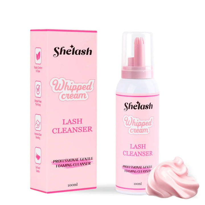 SHELASH Whipped Cream Cleanser 100ml, sulfate-free lash & brow degreaser for tinting