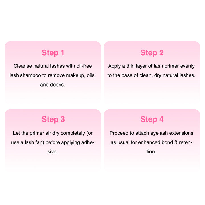 Professional lash primer, liquid non-drip formula, preps & disinfects lashes for extensions