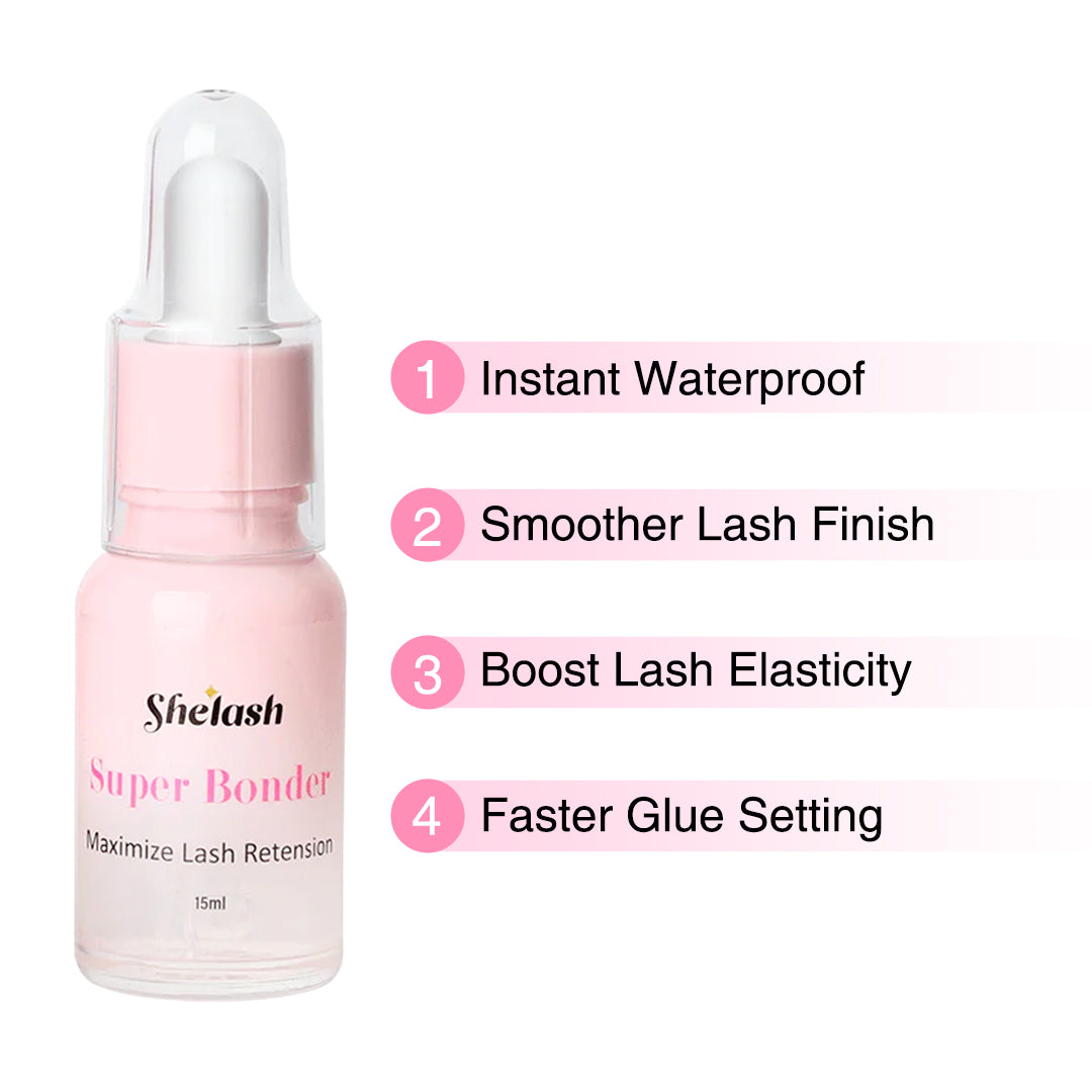 Shelash Super Bonder 15ml pink lash sealer, professional bonder for lash extensions