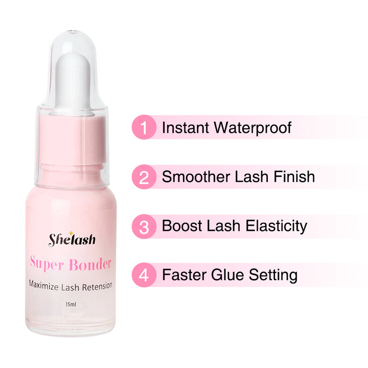Shelash Super Bonder 15ml pink lash sealer, professional bonder for lash extensions