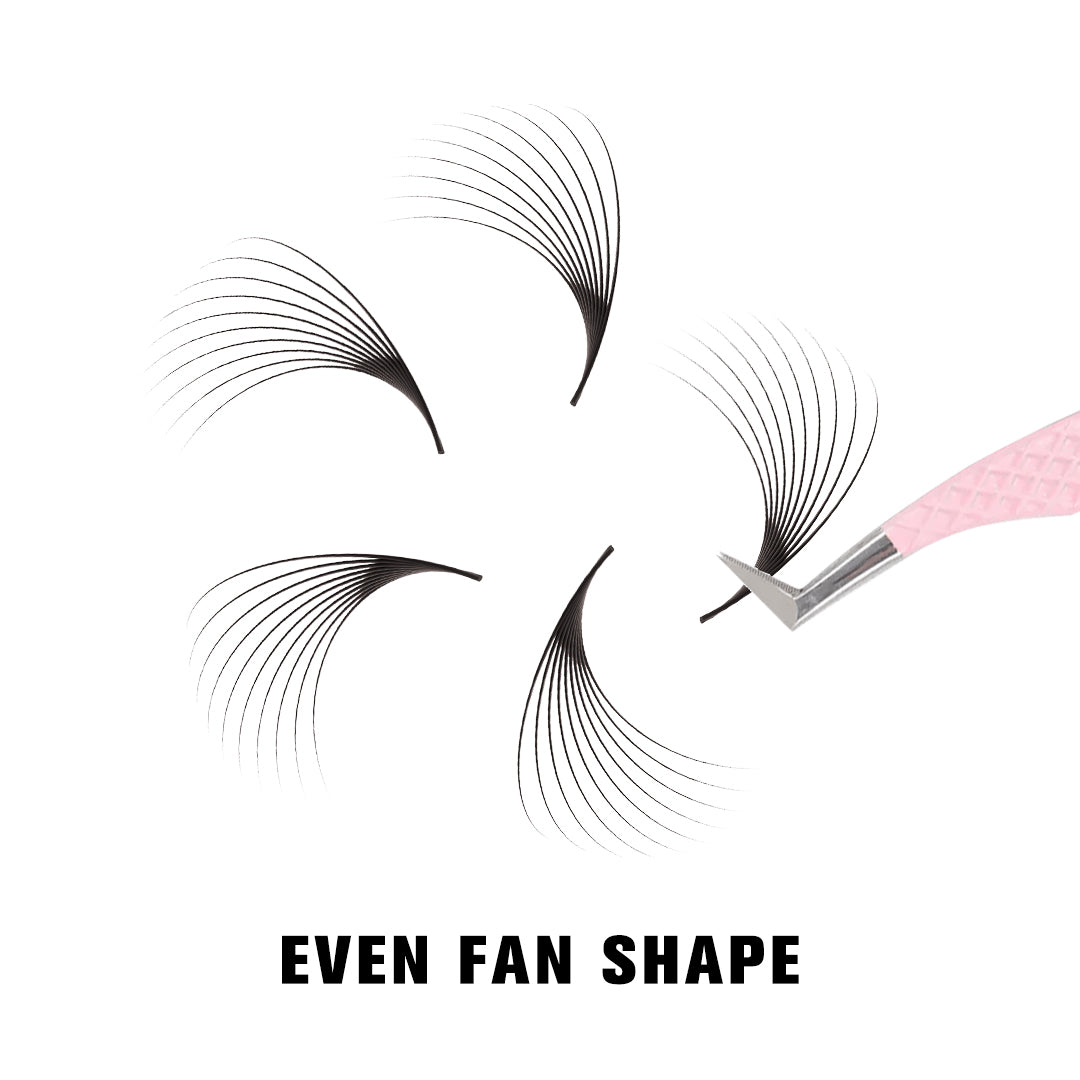 SHELASH 10D Pointy Base Premade Loose Fans, 500 fans, matte black, lightweight for natural mega volume lash extensions