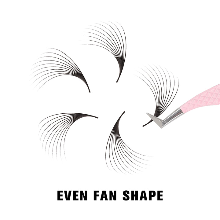 SHELASH 10D Pointy Base Premade Loose Fans, 500 fans, matte black, lightweight for natural mega volume lash extensions