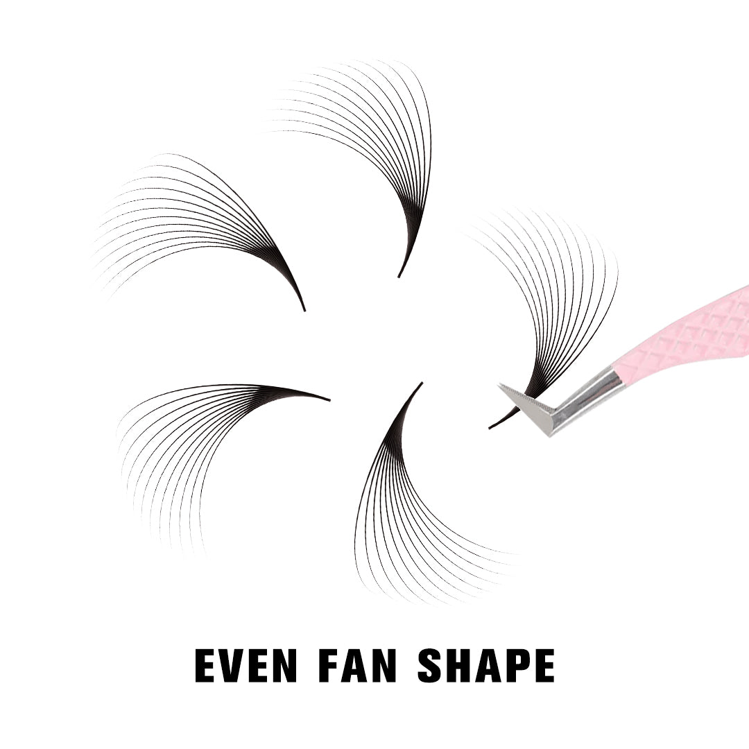 SHELASH 12D Pointy Base Premade Loose Fans, 500 fans, matte black, lightweight for natural mega volume lash extensions