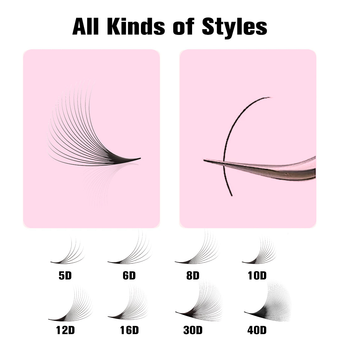 16D Pointy Base Promade Loose Fans - 500 Fans