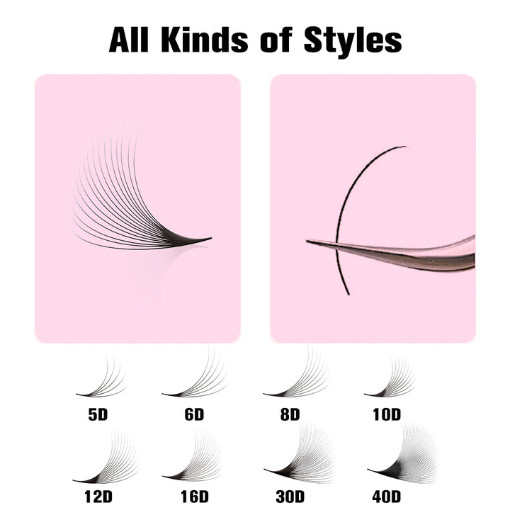 16D Pointy Base Promade Loose Fans - 500 Fans