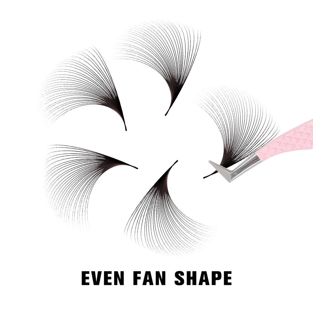 SHELASH 30D Pointy Base Premade Loose Fans, 500 fans, matte black, lightweight for natural mega volume lash extensions
