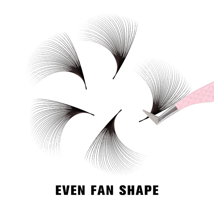 SHELASH 30D Pointy Base Premade Loose Fans, 500 fans, matte black, lightweight for natural mega volume lash extensions