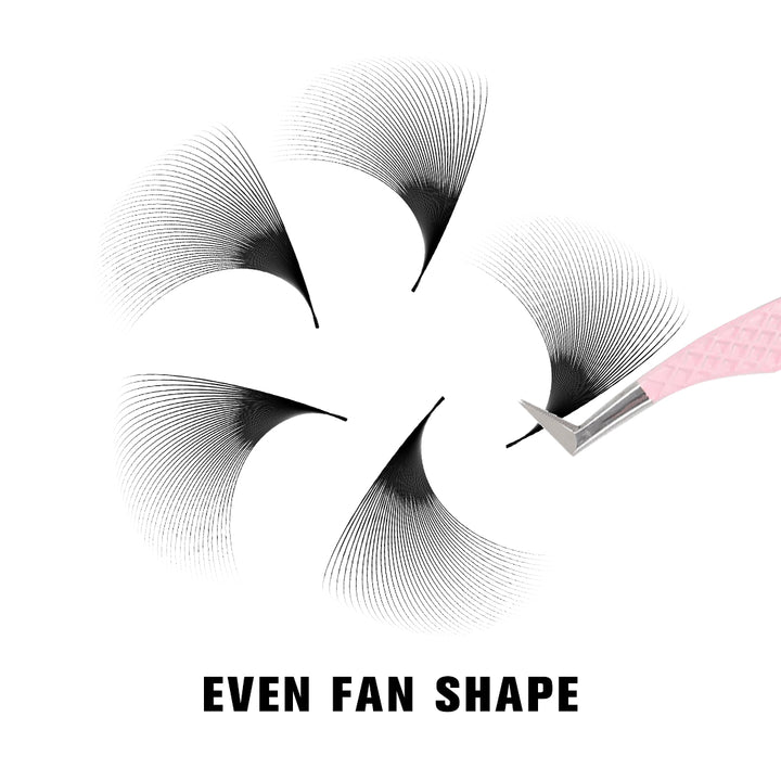 SHELASH 40D Pointy Base Premade Loose Fans, 500 fans, matte black, lightweight for natural mega volume lash extensions