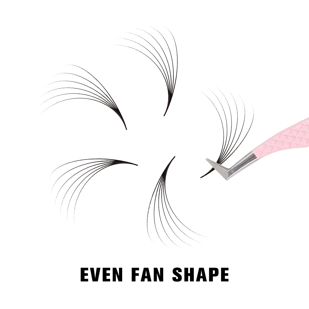 SHELASH 6D Pointy Base Premade Loose Fans, 500 fans, matte black, lightweight for natural mega volume lash extensions